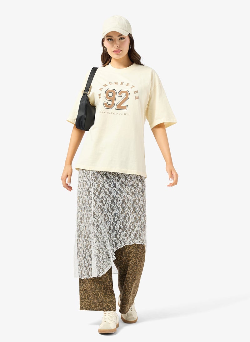 جينجر تيشيرت قطني أوفر سايز بجرافيك فارسيتي - Image 4